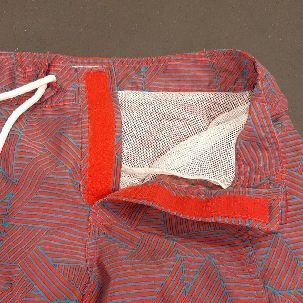 Trunks Surf and Swim Co. Aqua and Red Striped Pattern Trunks - Picture 4 of 10
